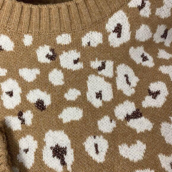 LOFT Shimmer Animal Print Mini Sweater Dress Size Medium Petite - Picture 10 of 12